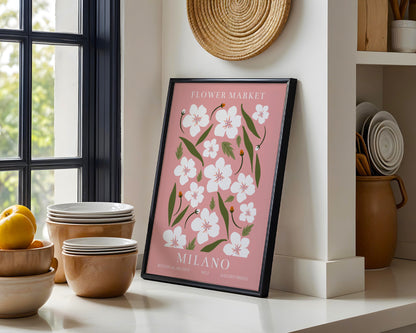 Milano Flower Market White Floral Framed Poster – Framed Wall Art Poster - Image 3