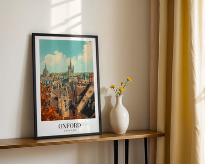 Oxford England Autumn Cityscape Framed Poster – Framed Wall Art Poster - Image 2