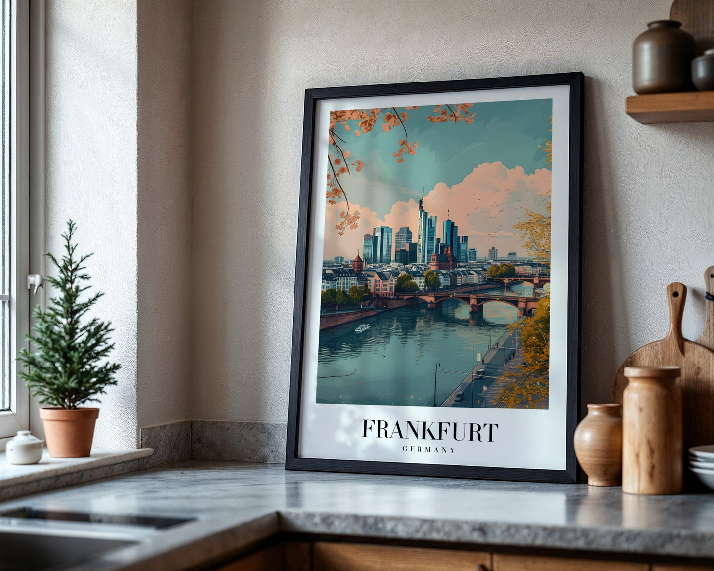 Frankfurt Germany Modern Cityscape Framed Poster – Framed Wall Art Poster - Image 4