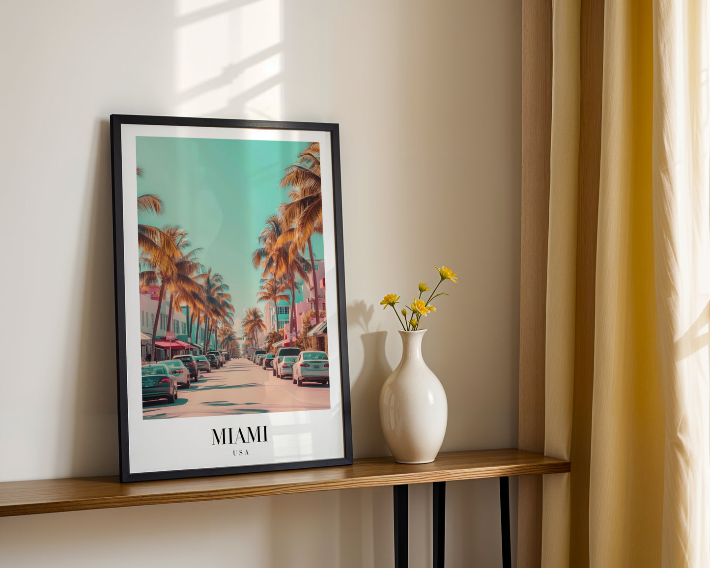 Miami Street Palm Trees Framed Poster – Framed Wall Art Poster - Image 2