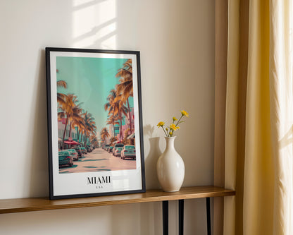 Miami Street Palm Trees Framed Poster – Framed Wall Art Poster - Image 2