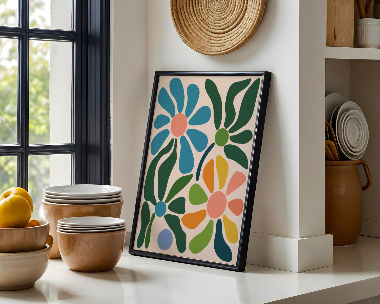 Vibrant Abstract Floral Pattern Framed Poster – Framed Wall Art Poster - Image 3