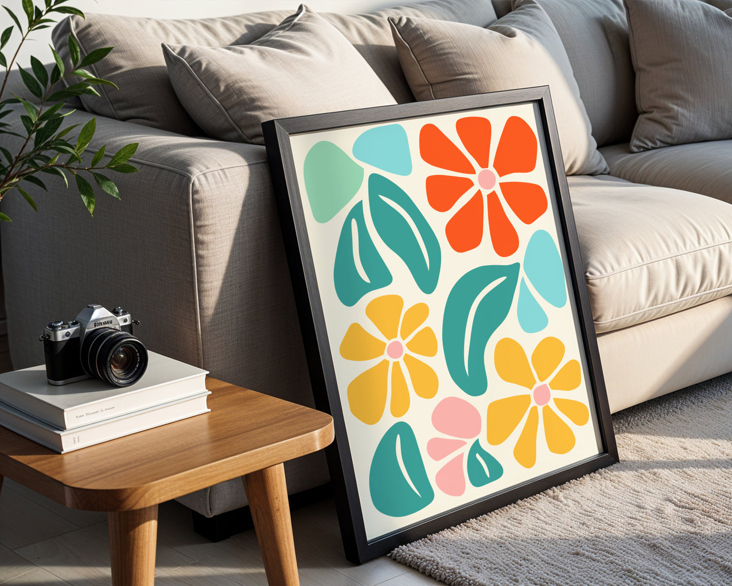 Vibrant Abstract Floral & Leaf Framed Poster – Framed Wall Art Poster - Image 2
