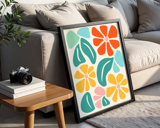 Vibrant Abstract Floral & Leaf Framed Poster – Framed Wall Art Poster - Image 2