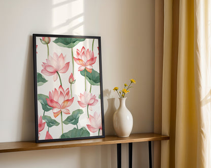 Elegant Pink Lotus Flowers Botanical Framed Poster – Framed Wall Art Poster - Image 4