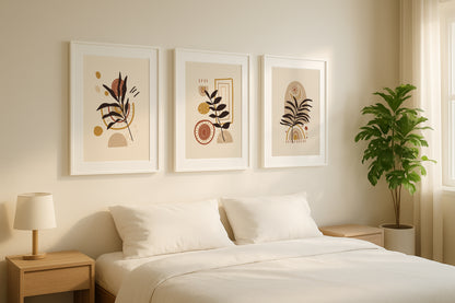 Boho Abstract Botanical Framed Poster Set – Framed Wall Art Poster - Image 1