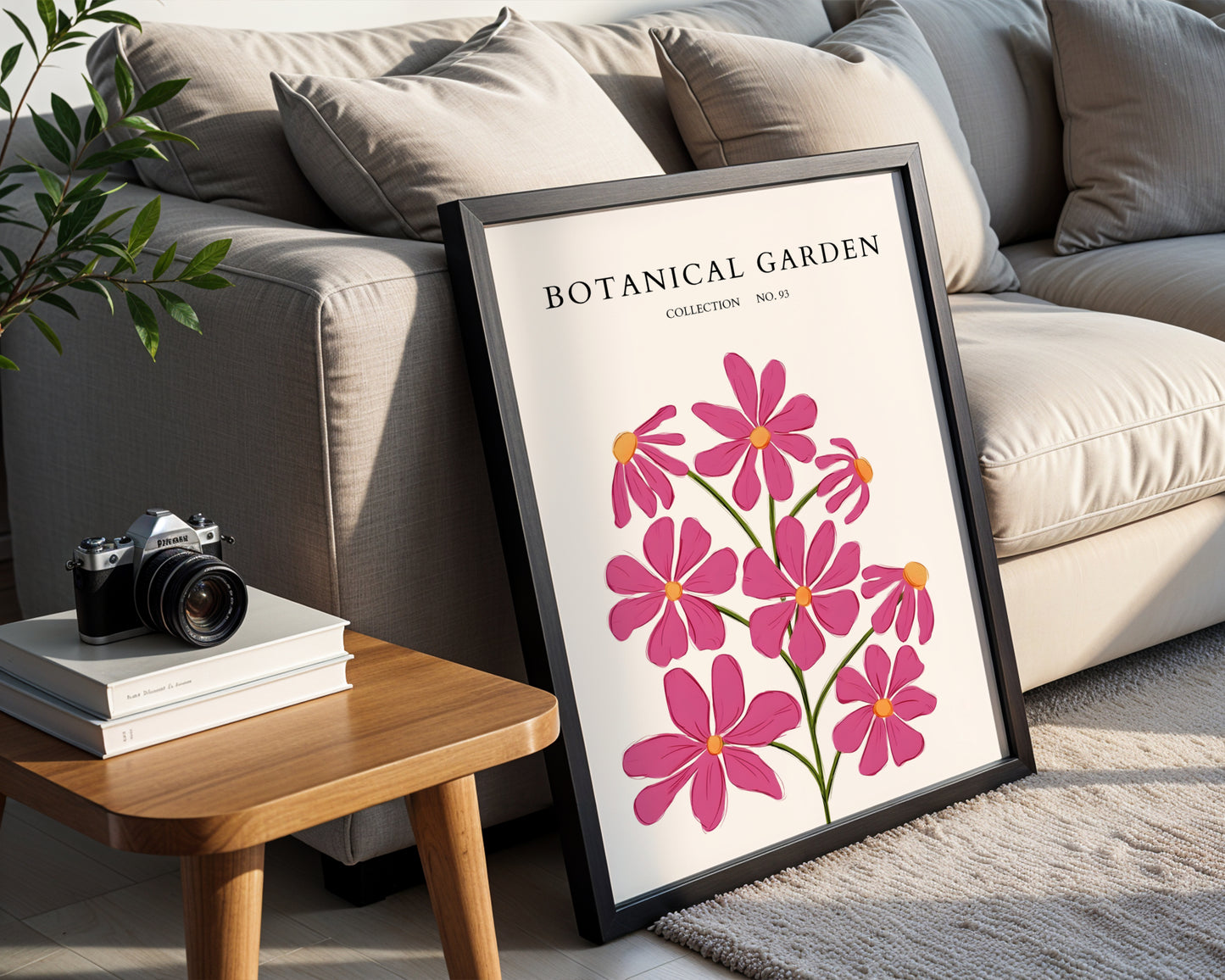 Botanical Garden Pink Cosmos Flowers Framed Poster – Framed Wall Art Poster - Image 2