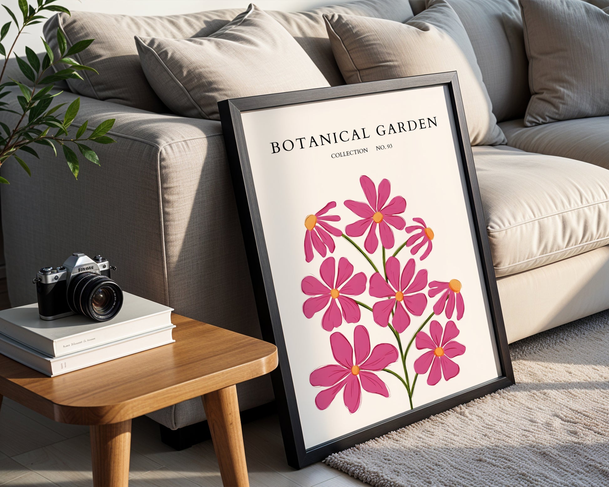 Botanical Garden Pink Cosmos Flowers Framed Poster – Framed Wall Art Poster - Image 2