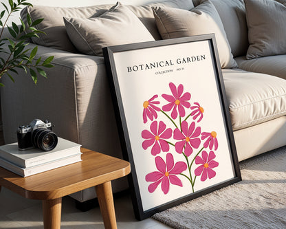 Botanical Garden Pink Cosmos Flowers Framed Poster – Framed Wall Art Poster - Image 2