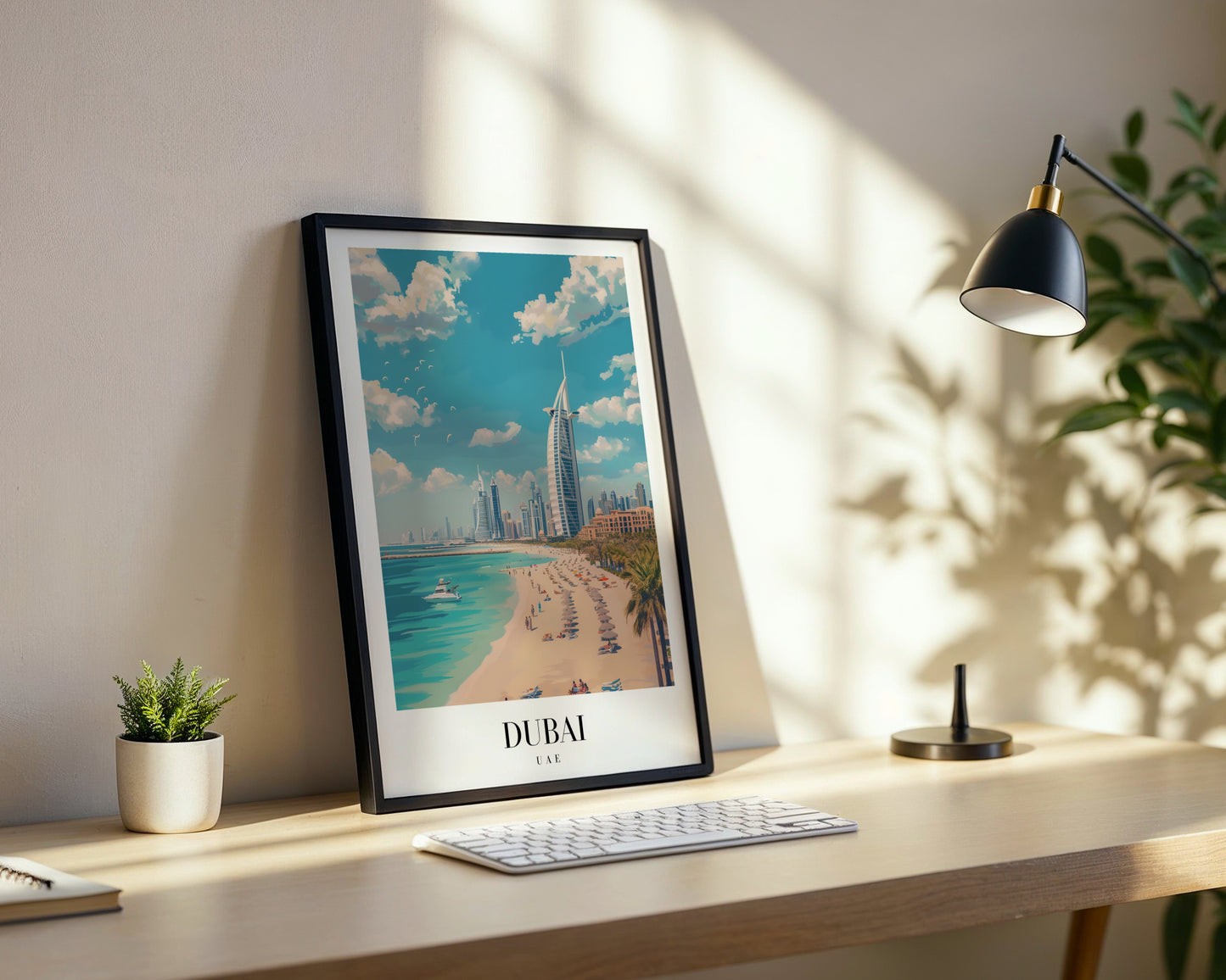 Dubai Burj Al Arab Beach Cityscape Framed Poster – Framed Wall Art Poster - Image 3