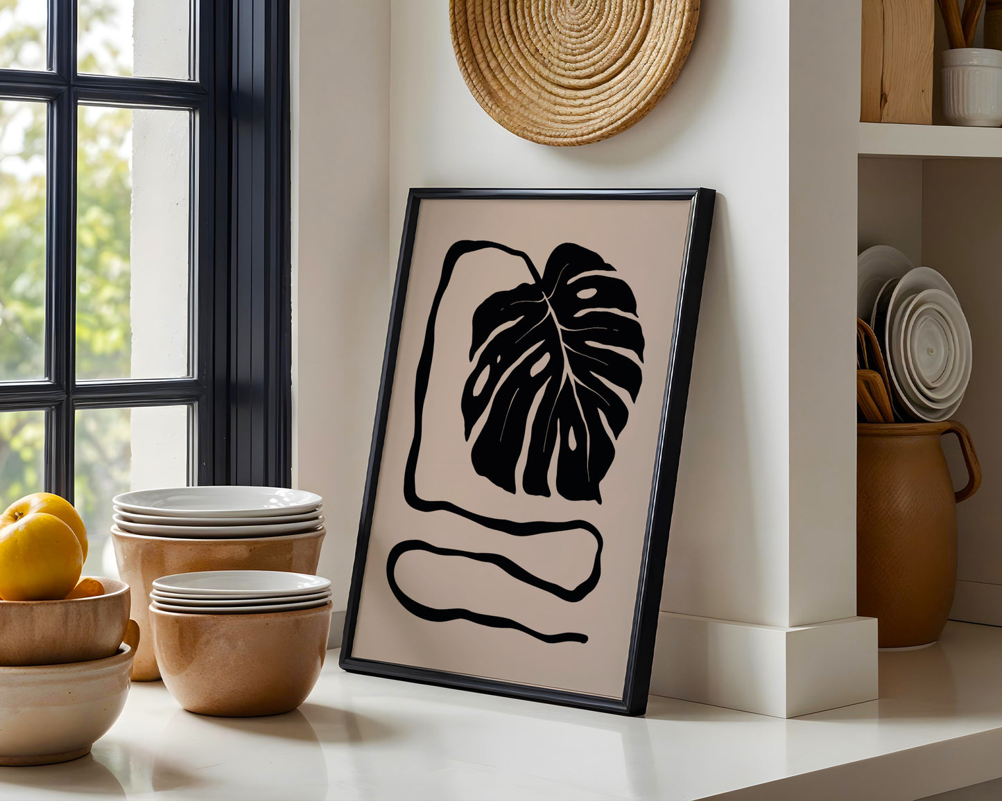 Minimalist Monstera Leaf Abstract Framed Poster – Framed Wall Art Poster - Image 4