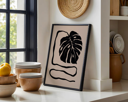 Minimalist Monstera Leaf Abstract Framed Poster – Framed Wall Art Poster - Image 4