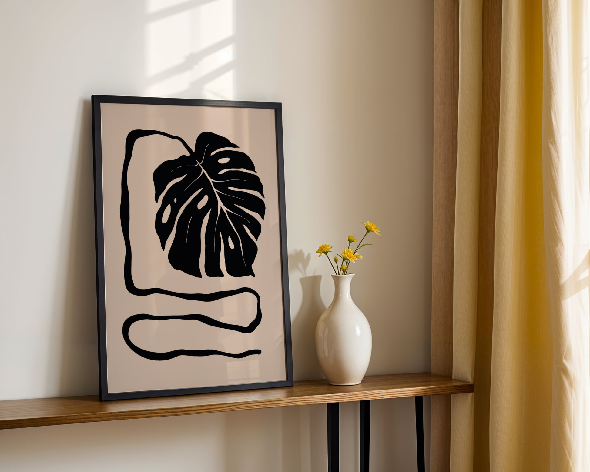 Minimalist Monstera Leaf Abstract Framed Poster – Framed Wall Art Poster - Image 3