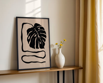 Minimalist Monstera Leaf Abstract Framed Poster – Framed Wall Art Poster - Image 3