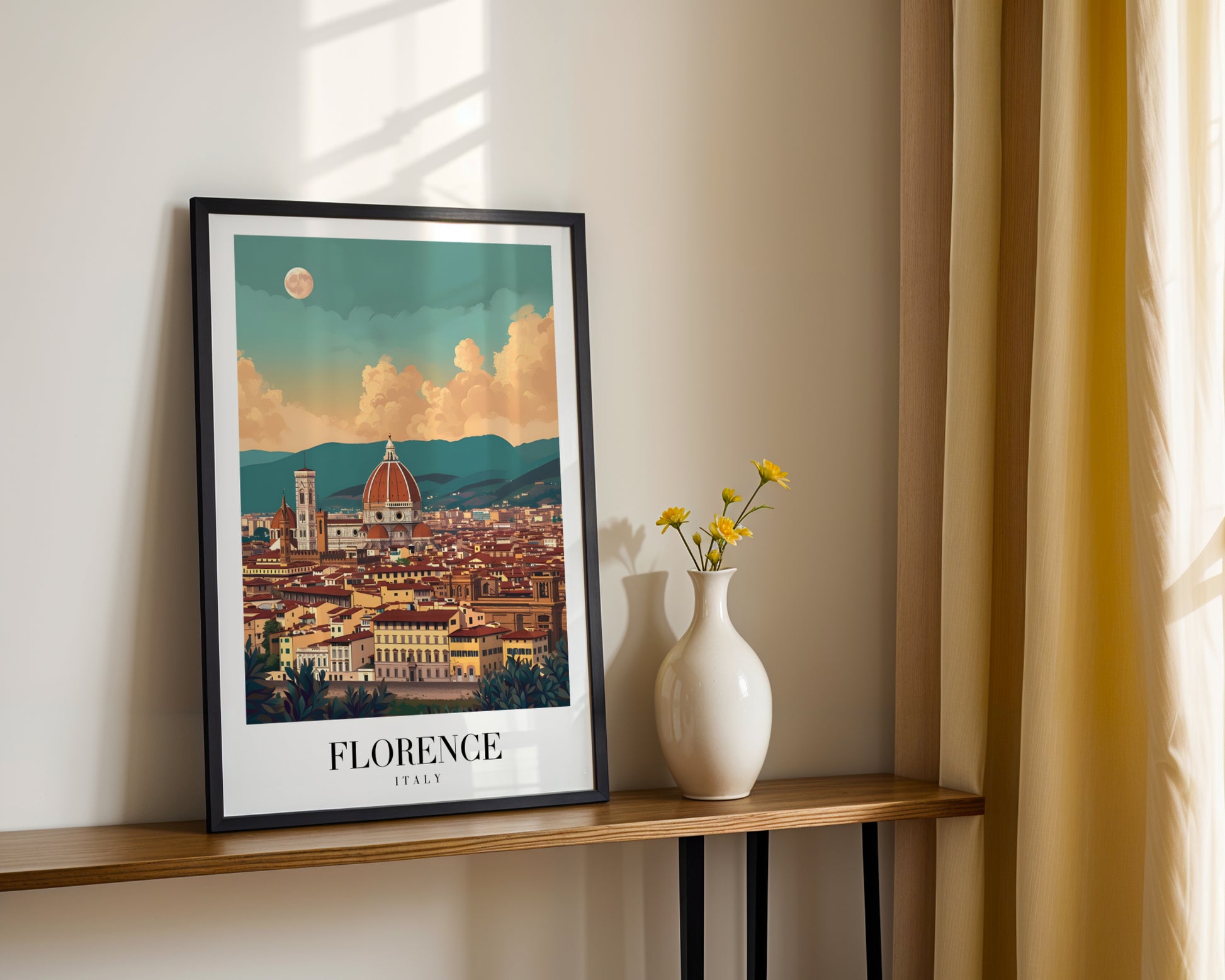 Florence Italy Cityscape Travel Framed Poster – Framed Wall Art Poster - Image 2