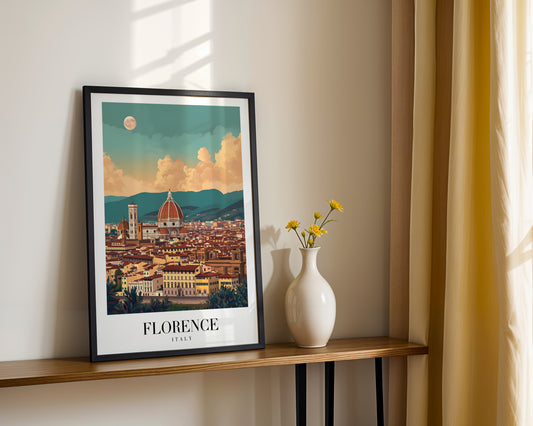 Florence Italy Cityscape Travel Framed Poster – Framed Wall Art Poster - Image 2