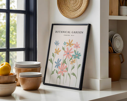 Botanical Garden Colorful Abstract Flowers Framed Poster – Framed Wall Art Poster - Image 1