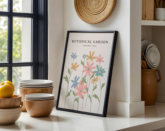 Botanical Garden Colorful Abstract Flowers Framed Poster – Framed Wall Art Poster - Image 1