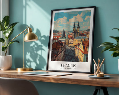 Prague Czech Republic Cityscape Framed Poster – Framed Wall Art Poster - Image 1
