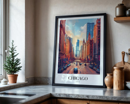 Chicago Cityscape Modern Art Framed Poster – Framed Wall Art Poster - Image 4