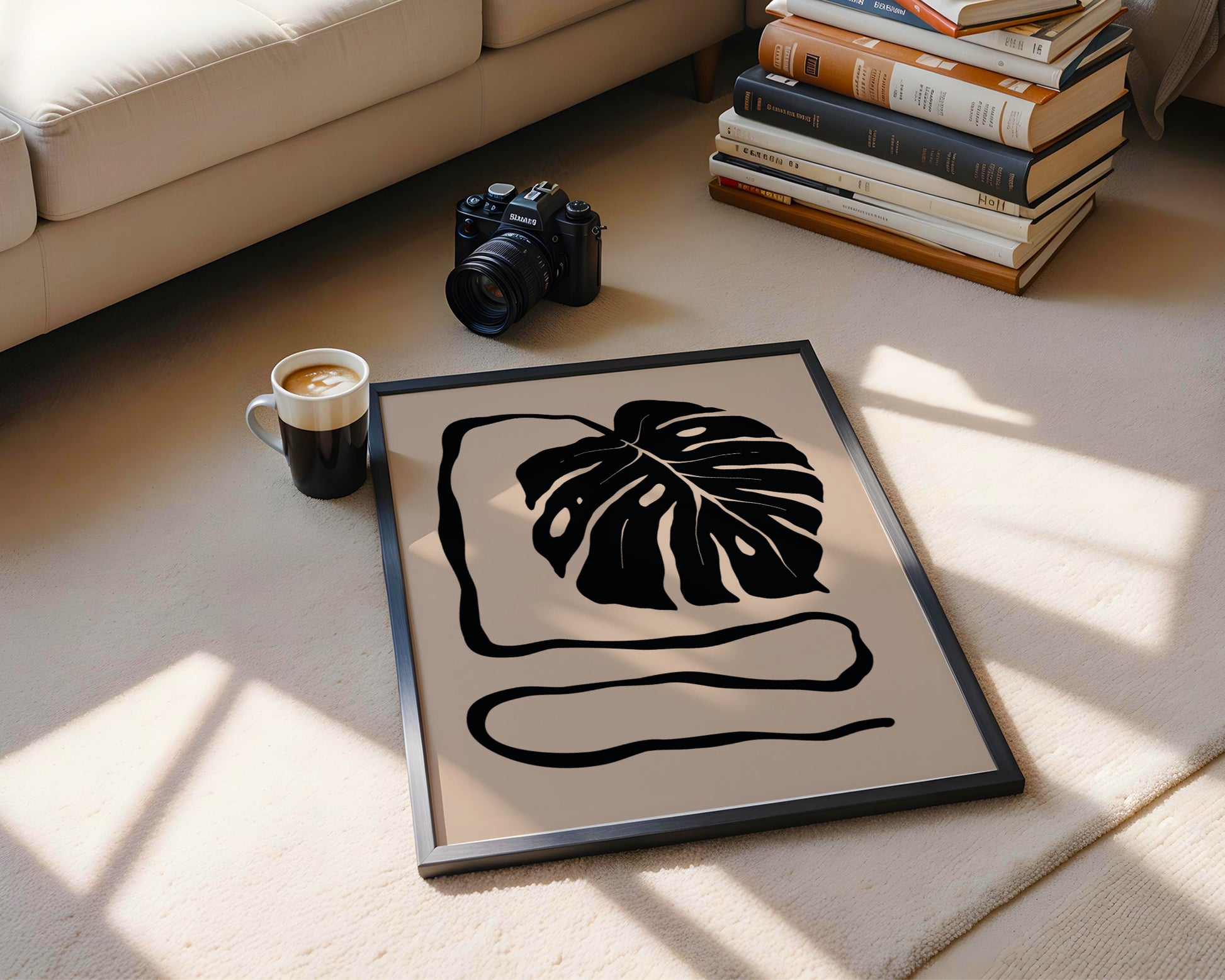 Minimalist Monstera Leaf Abstract Framed Poster – Framed Wall Art Poster - Image 2