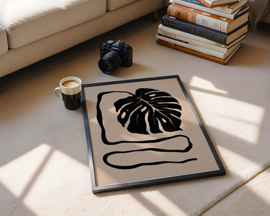Minimalist Monstera Leaf Abstract Framed Poster – Framed Wall Art Poster - Image 2