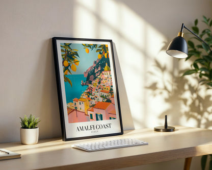 Amalfi Coast Italy Vintage Travel Framed Poster – Framed Wall Art Poster - Image 3