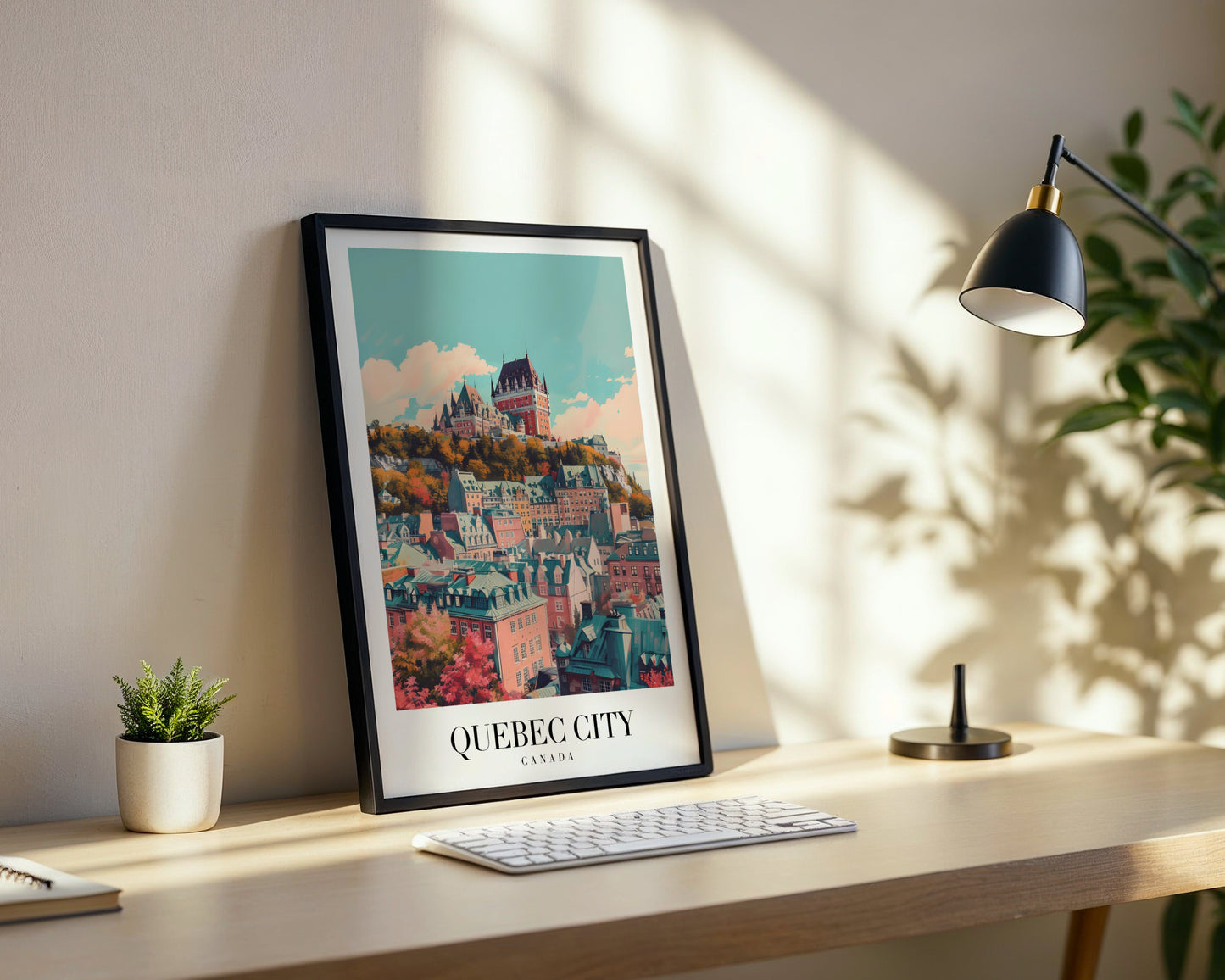 Quebec City Canada Colorful Skyline Framed Poster – Framed Wall Art Poster - Image 3