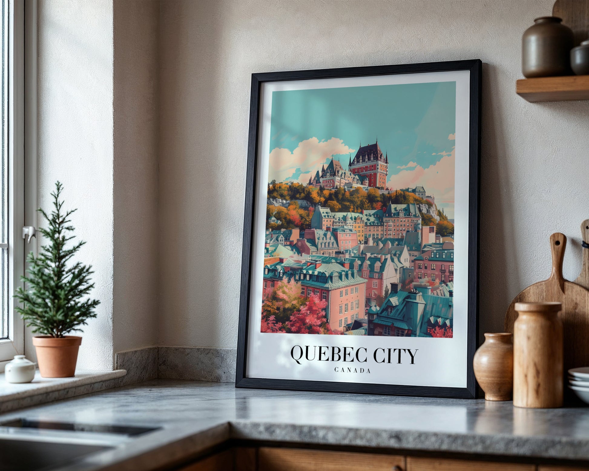 Quebec City Canada Colorful Skyline Framed Poster – Framed Wall Art Poster - Image 4