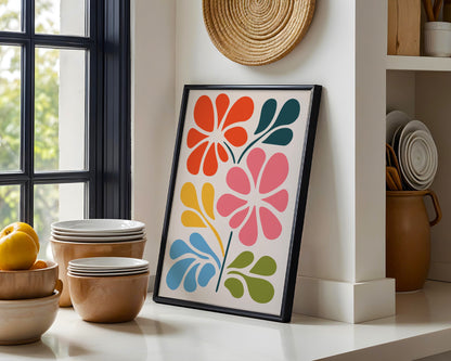 Vibrant Abstract Flowers Wall Art #2 – Framed Wall Art Poster - Image 1