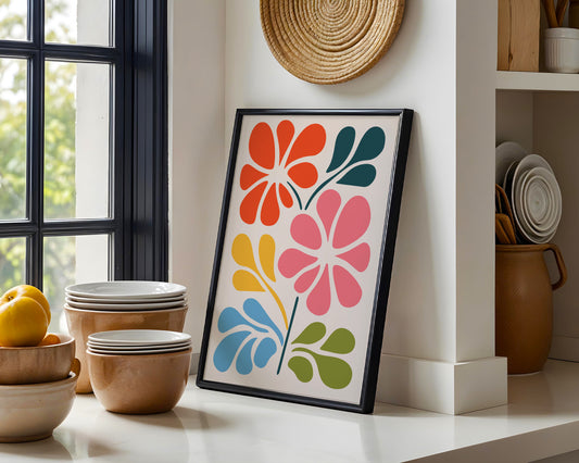 Vibrant Abstract Flowers Wall Art #2 – Framed Wall Art Poster - Image 1