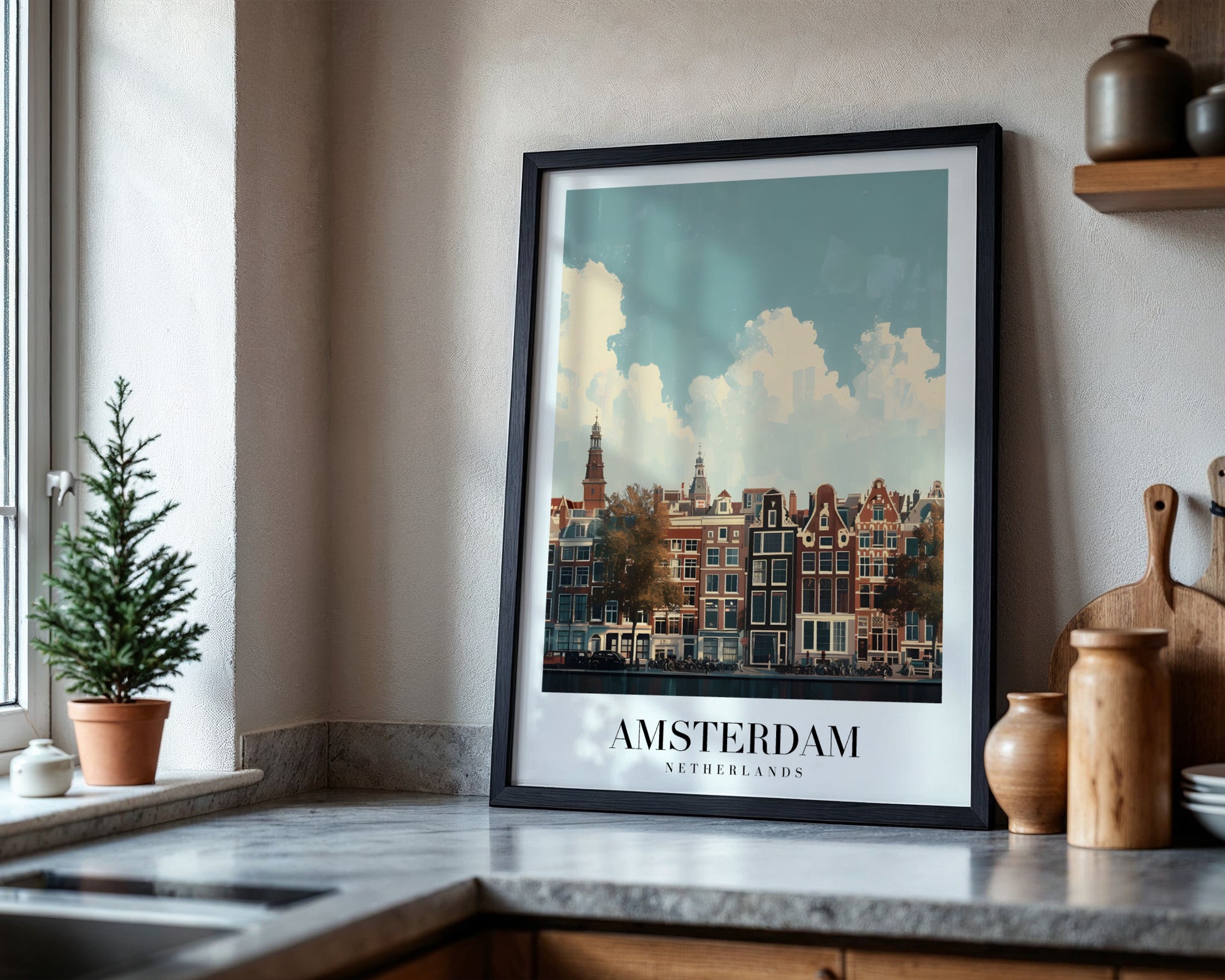 Amsterdam Canal Houses Cityscape Framed Poster – Framed Wall Art Poster - Image 4