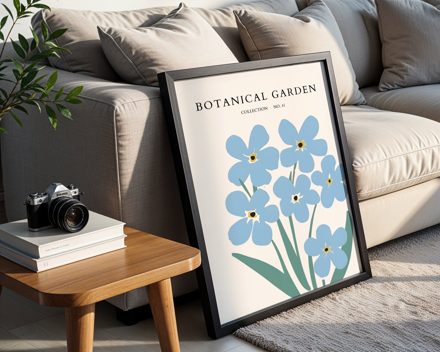 Botanical Garden Blue Flowers Framed Poster – Framed Wall Art Poster - Image 3