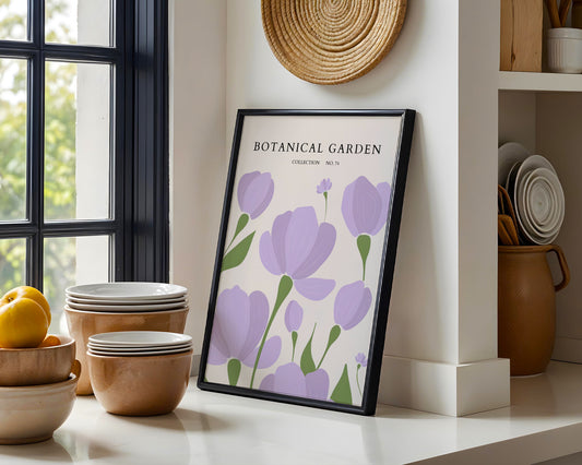Botanical Garden Purple Flowers Framed Poster – Framed Wall Art Poster - Image 1