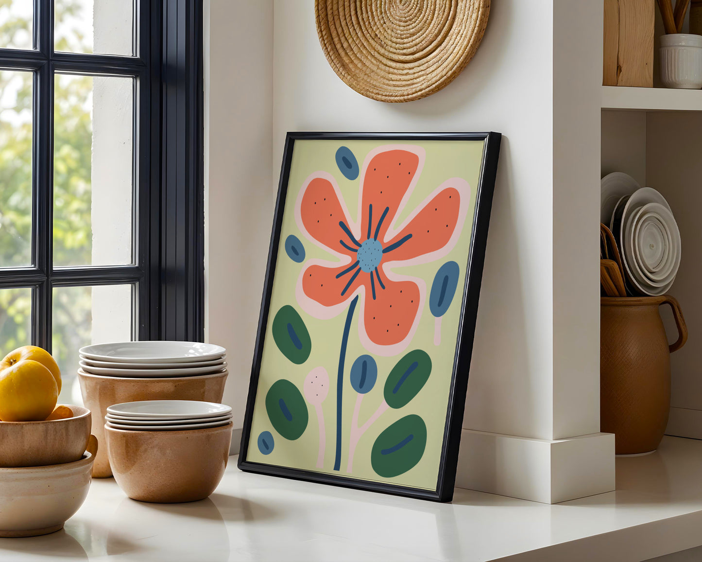 Vibrant Abstract Coral Flower Framed Poster – Framed Wall Art Poster - Image 3