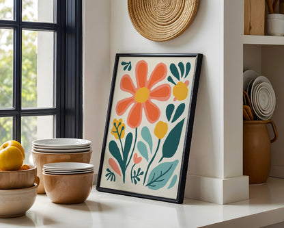 Vibrant Abstract Flowers Wall Art #1 – Framed Wall Art Poster - Image 1