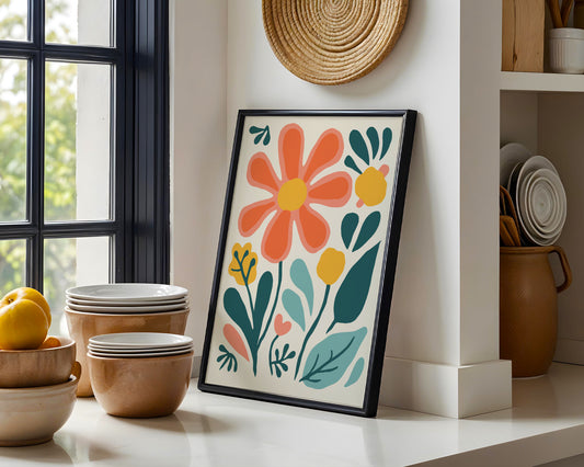 Vibrant Abstract Flowers Wall Art #1 – Framed Wall Art Poster - Image 1
