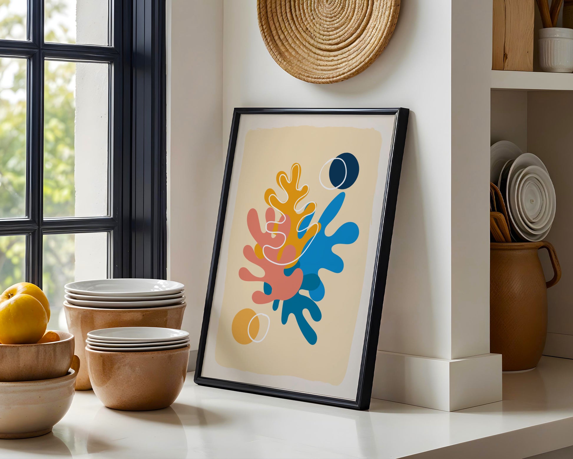 Vibrant Abstract Organic Forms Framed Poster – Framed Wall Art Poster - Image 1