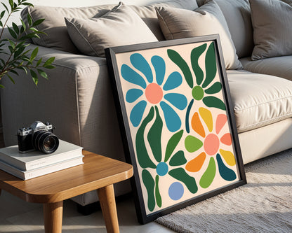 Vibrant Abstract Floral Pattern Framed Poster – Framed Wall Art Poster - Image 1