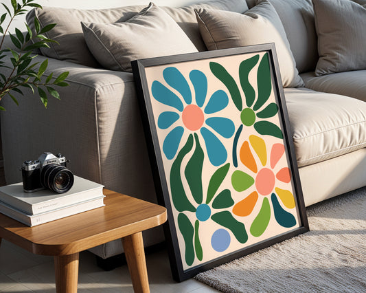 Vibrant Abstract Floral Pattern Framed Poster – Framed Wall Art Poster - Image 1