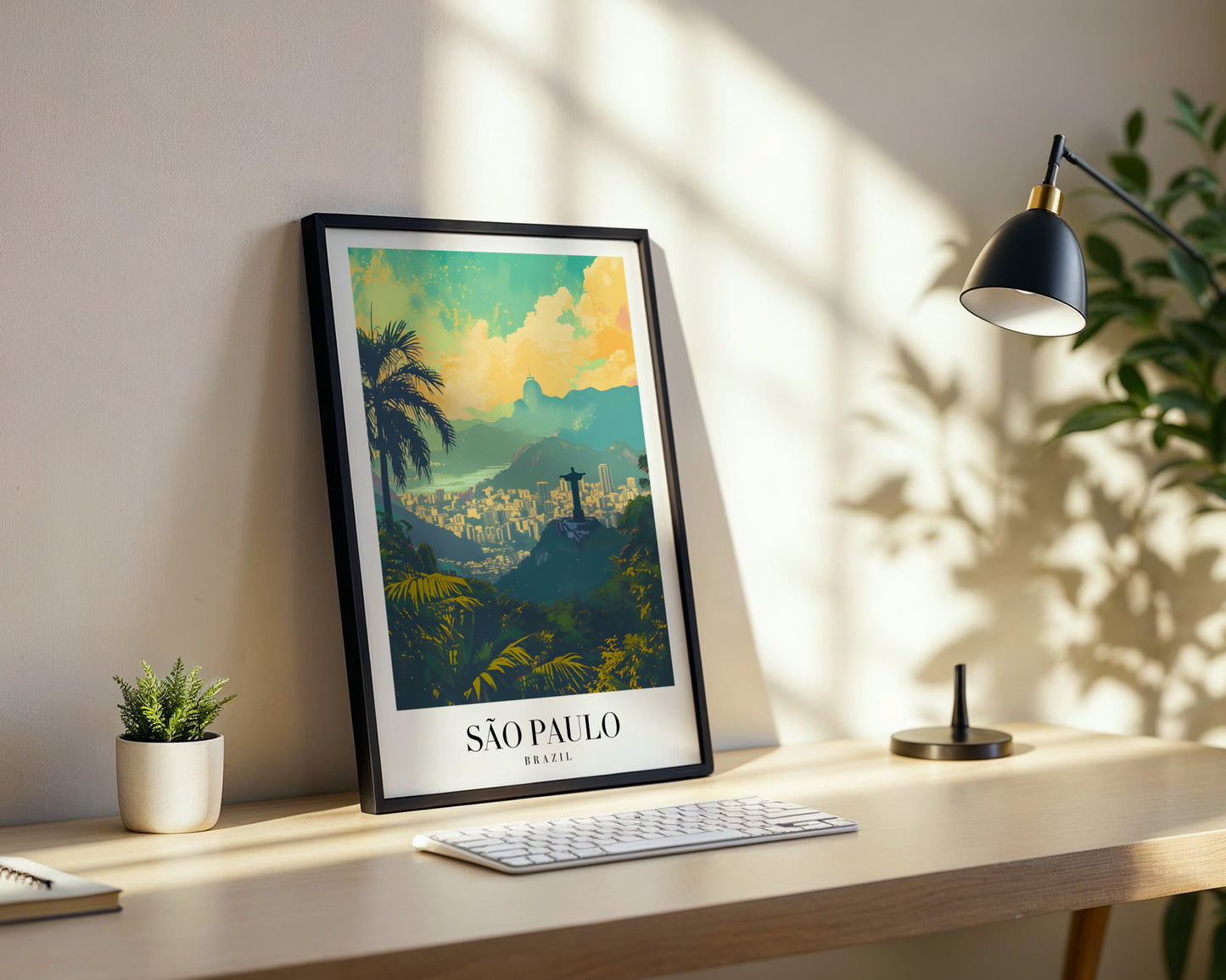 São Paulo Brazil Cityscape Vintage Travel Framed Poster – Framed Wall Art Poster - Image 3