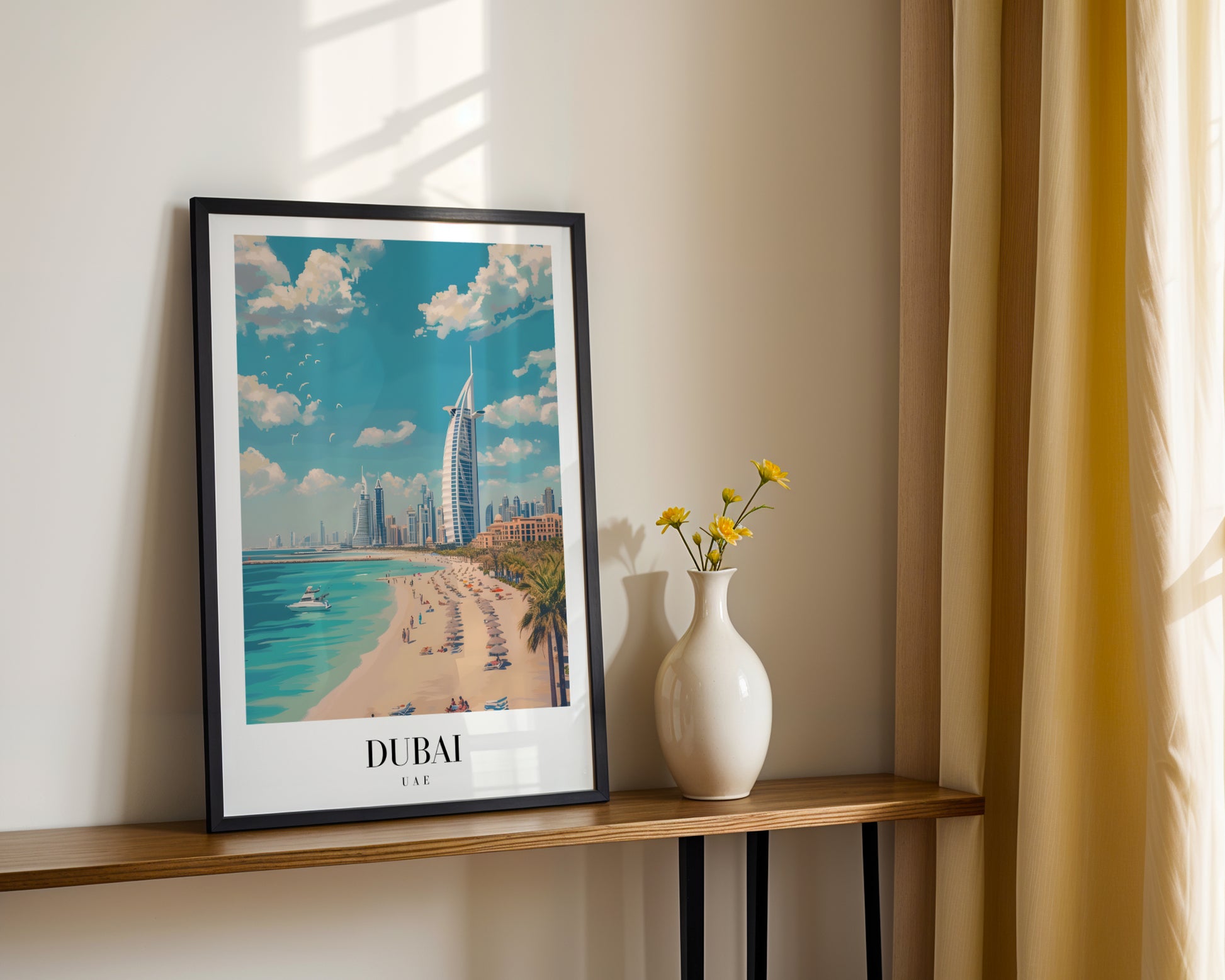Dubai Burj Al Arab Beach Cityscape Framed Poster – Framed Wall Art Poster - Image 2