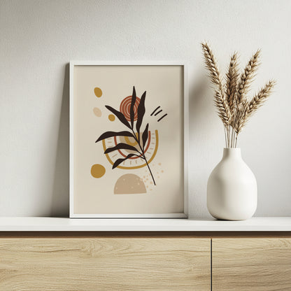 Boho Abstract Botanical Framed Poster Set – Framed Wall Art Poster - Image 2