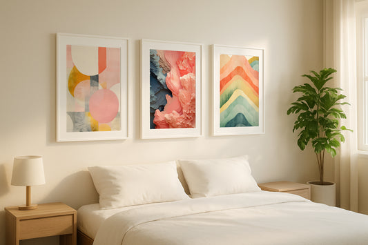 Modern Abstract Pastel Art Framed Poster Set