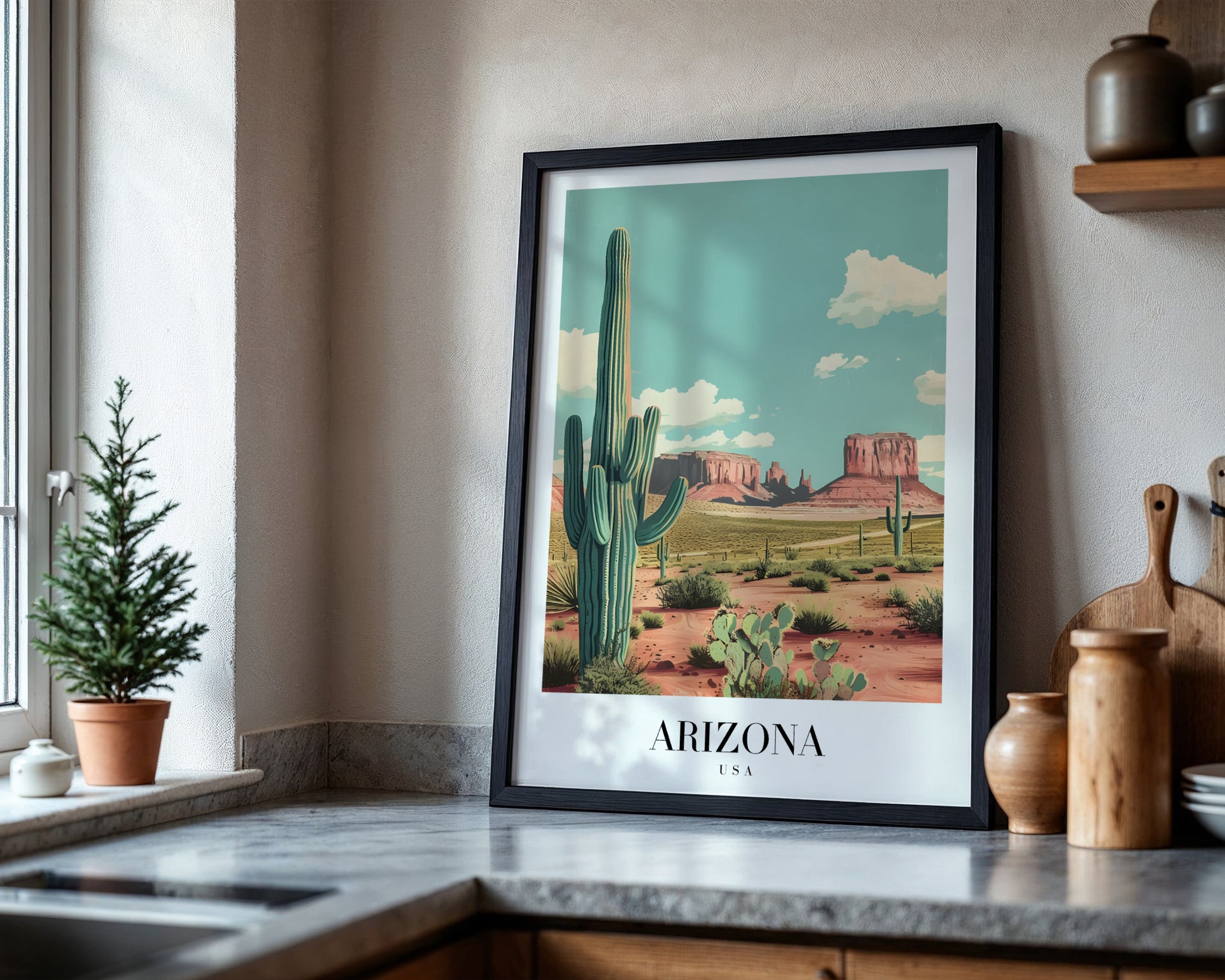 Arizona Saguaro Desert Landscape Framed Poster – Framed Wall Art Poster - Image 4
