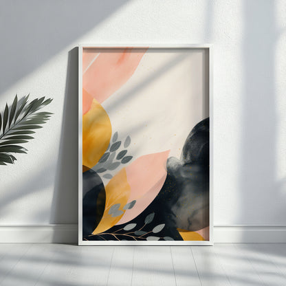 Warm Neutral Abstract Composition Framed Poster - Image 1