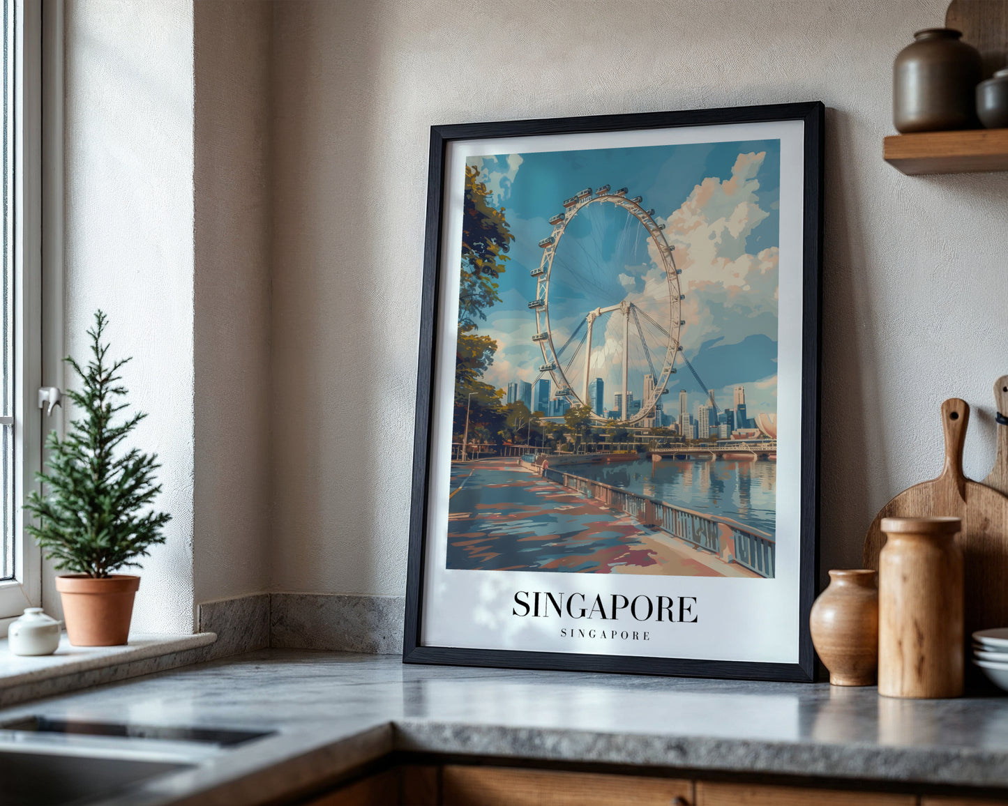 Singapore Flyer Cityscape Framed Poster – Framed Wall Art Poster - Image 4