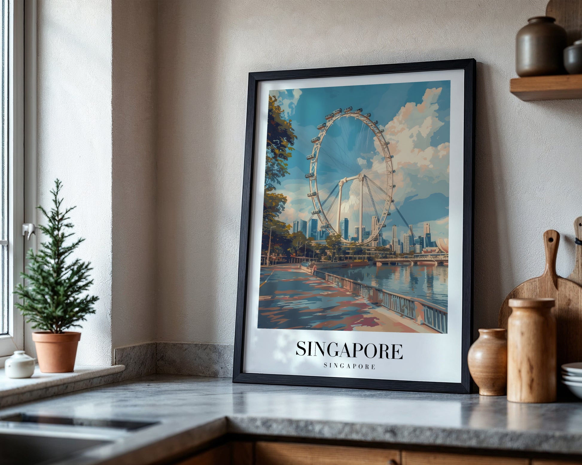 Singapore Flyer Cityscape Framed Poster – Framed Wall Art Poster - Image 4