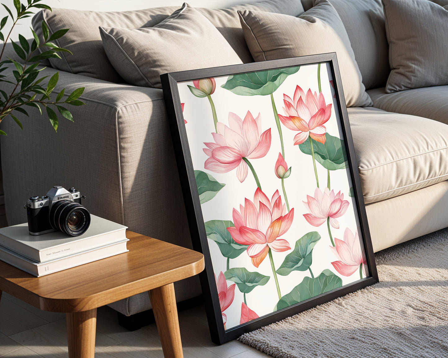 Elegant Pink Lotus Flowers Botanical Framed Poster – Framed Wall Art Poster - Image 3