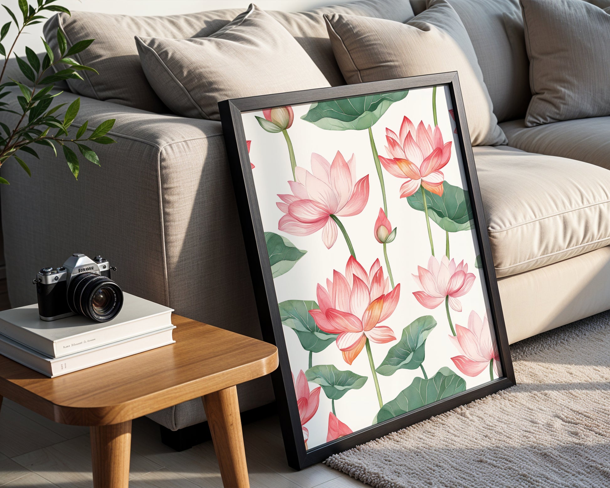 Elegant Pink Lotus Flowers Botanical Framed Poster – Framed Wall Art Poster - Image 3